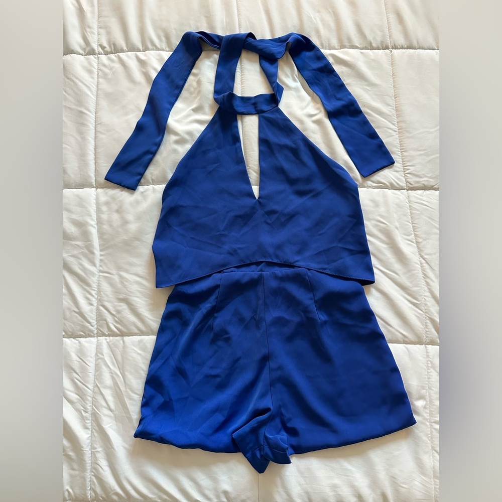 Mustard Seed Blue High Neck Romper Size S